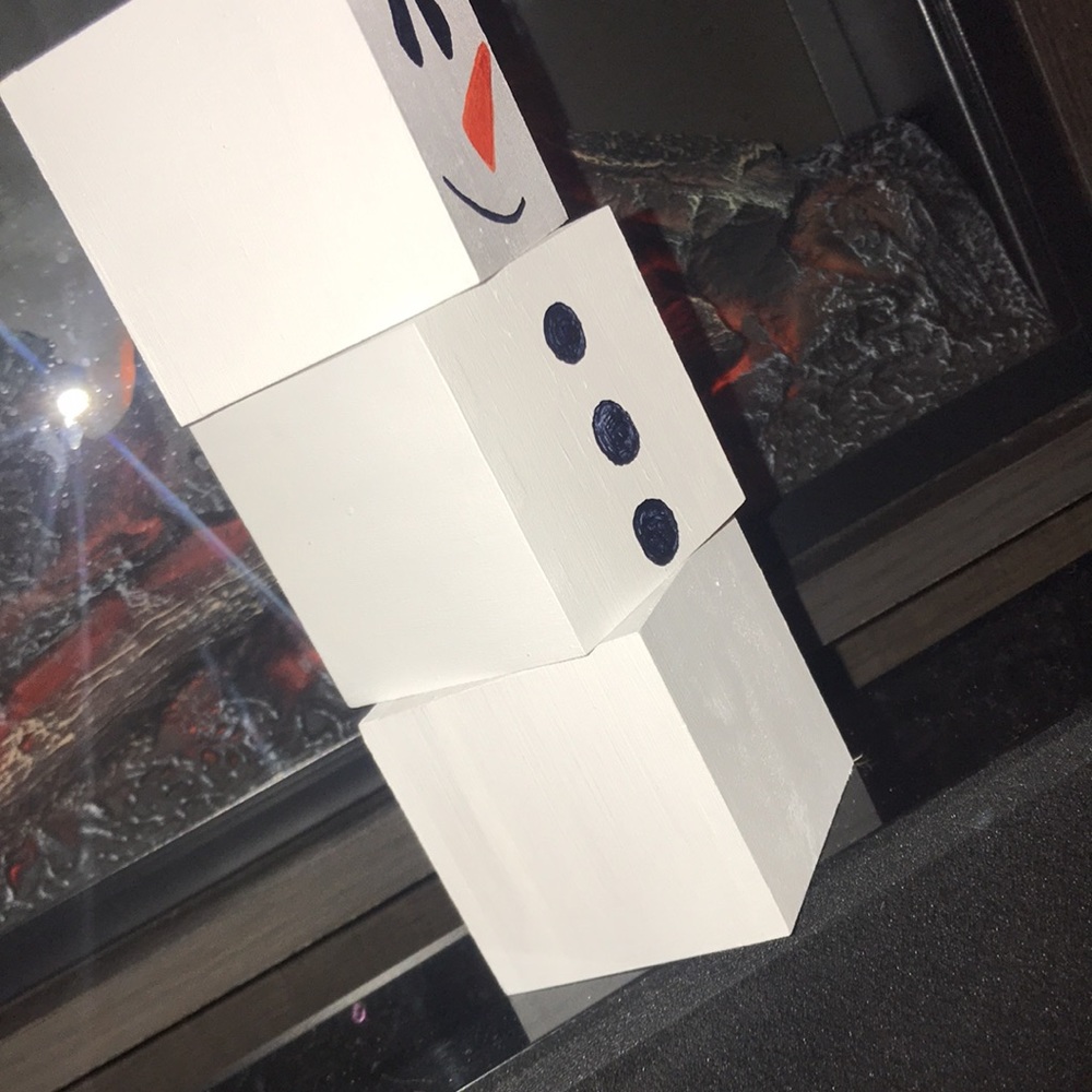 New Handmade Snowman 3 blocks 2 Faces CHRISTMAS - Picture 4 of 8